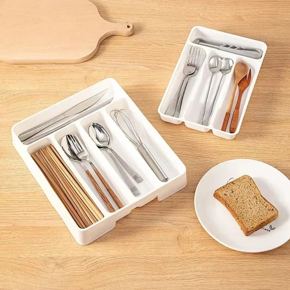 4/5 Easy Clean Compartments Cutlery Organizer Daily Drawer Divider Tray Rectangle Kitchen Spoon Fork Useful Separation Boxes