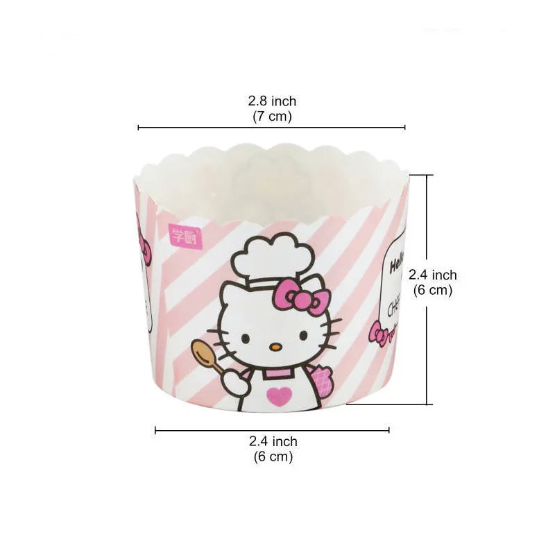 50pcs/set (25 wrappers+25 toppers) Sanrio hello Kitty cupcake packaging for children's birthday party decoration dessert cups