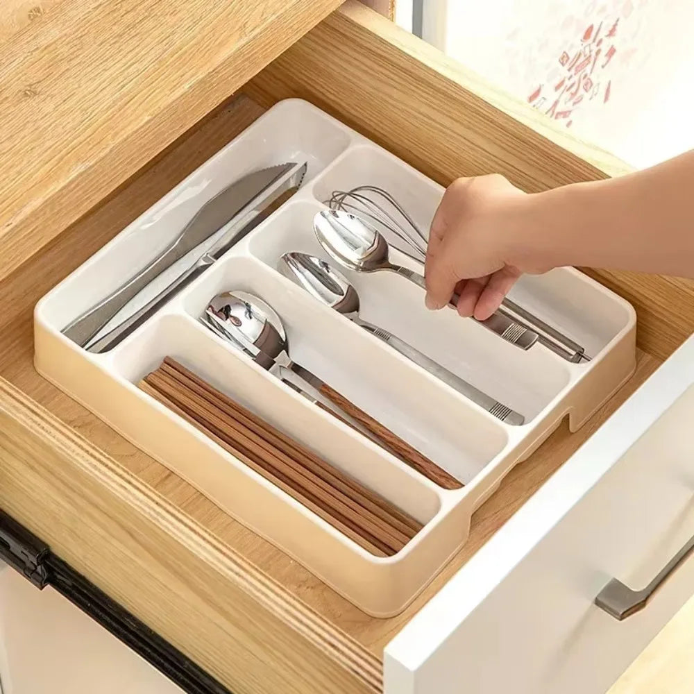 4/5 Easy Clean Compartments Cutlery Organizer Daily Drawer Divider Tray Rectangle Kitchen Spoon Fork Useful Separation Boxes