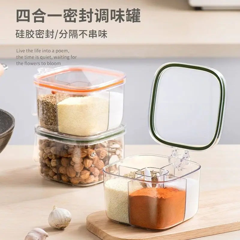 Spice box home kitchen spice jar combination set multi-grid salt monosodium glutamate pepper storage seasoning bottle