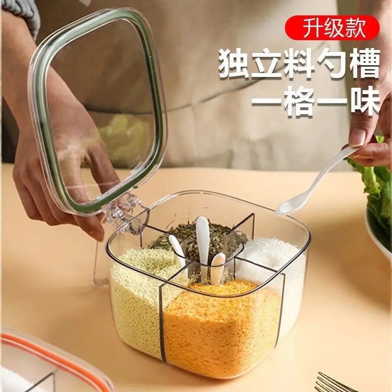 Spice box home kitchen spice jar combination set multi-grid salt monosodium glutamate pepper storage seasoning bottle