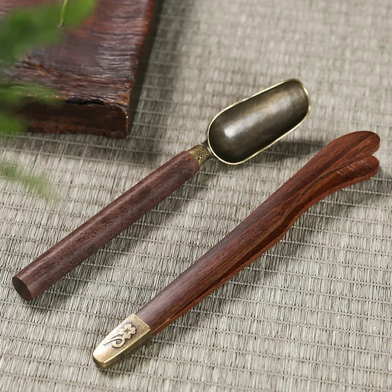 5Pcs/Set Wooden Tea Set Chinese Ceremony Accessories Tool Chinese Kung Fu Teaspoons Tea Needle Tweezer Clips Utensils Teaware