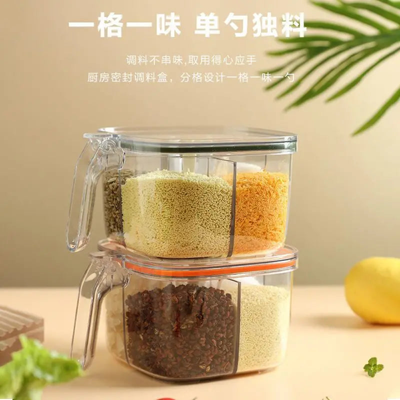 Spice box home kitchen spice jar combination set multi-grid salt monosodium glutamate pepper storage seasoning bottle