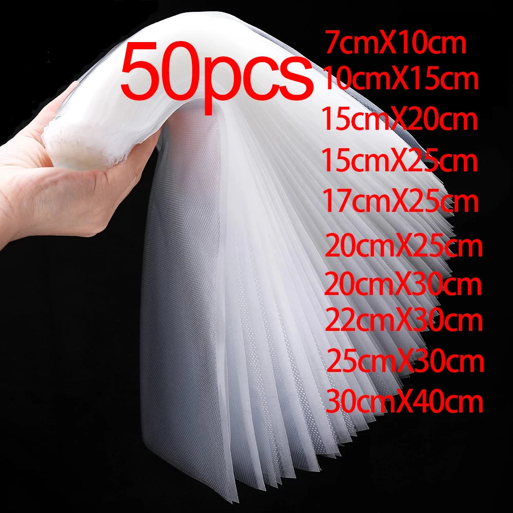 50pcs Kitchen Food Vacuum Sealer Bag Thicken Sous Vide Food Saver Storage Vacuum Packaging Bags Kitchen Accessories BPA-Free