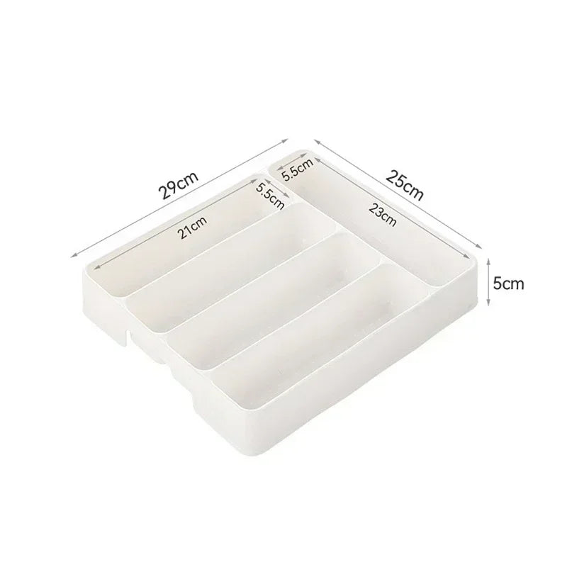 4/5 Easy Clean Compartments Cutlery Organizer Daily Drawer Divider Tray Rectangle Kitchen Spoon Fork Useful Separation Boxes